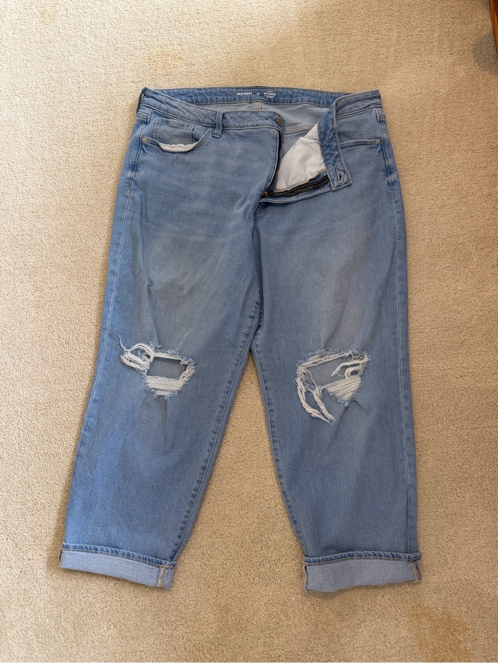 Old Navy Light Blue Distressed Boyfriend Jeans